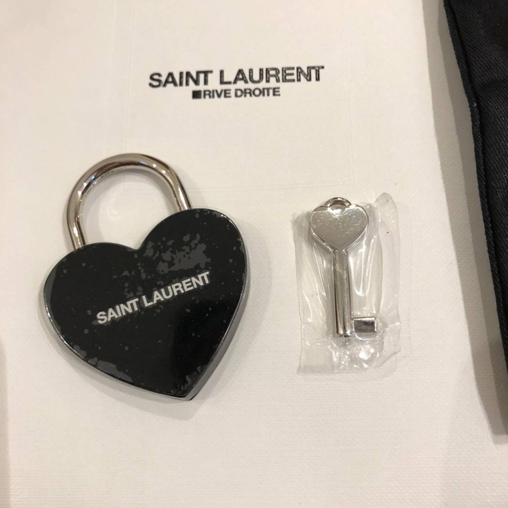 YSL Black Heart Padlock w/ Key